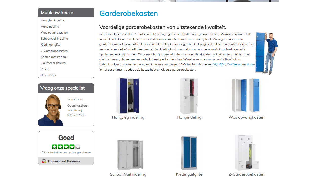 screenshot Garderobespecialist.be FR 2