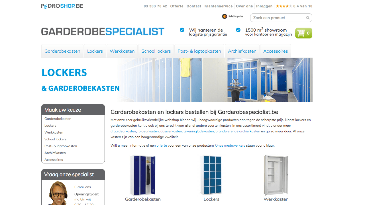 screenshot Garderobespecialist.be FR 1