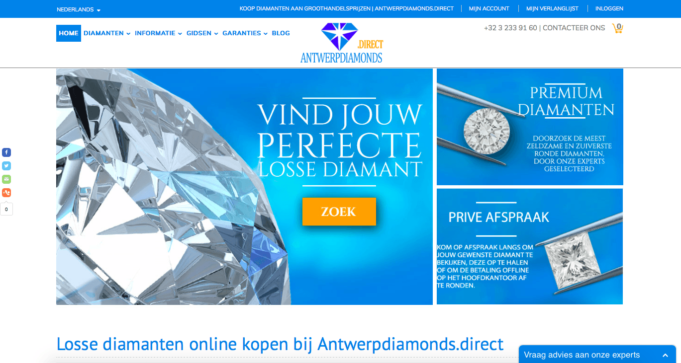screenshot antwerpdiamonds NL 1