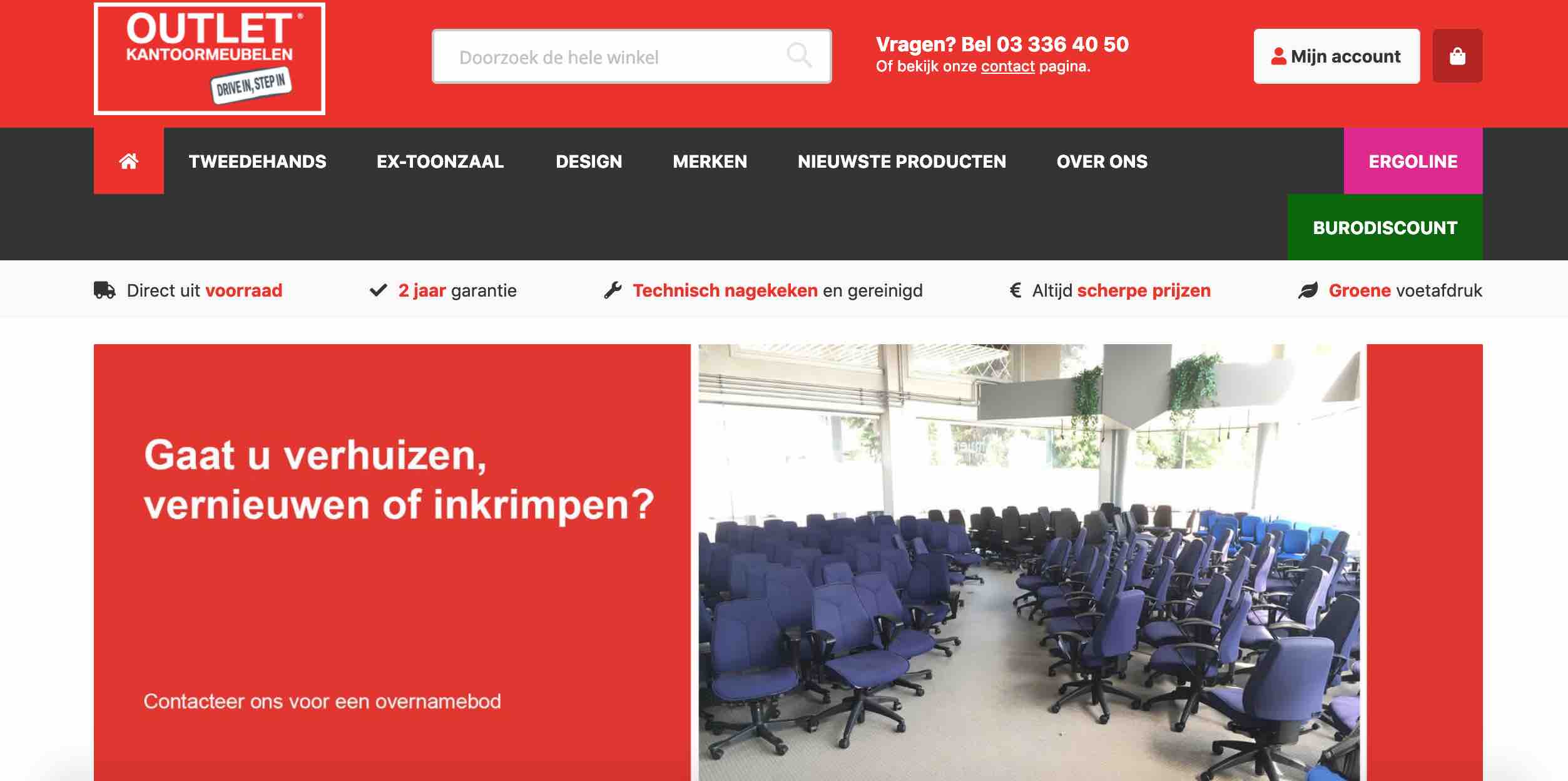 Screenshot Outlet Kantoormeubelen website
